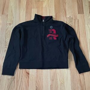 Roots 1/4 Zip Fleece Jacket Girls XL Black Red Plaid Sweatshirt Cabin Preppy NWT